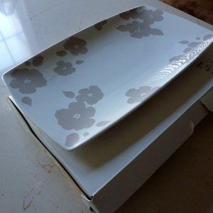 Lenox Floral Silhouette Khaki Rectangular Serving Platter 16 in